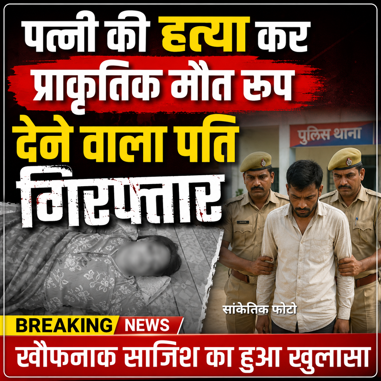 पत्नी की हत्या कर प्राकृतिक मौत का रूप देने वाला पति गिरफ्तार